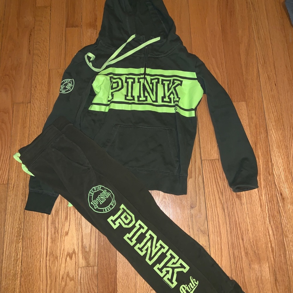 PINK green sweater and sweatpants